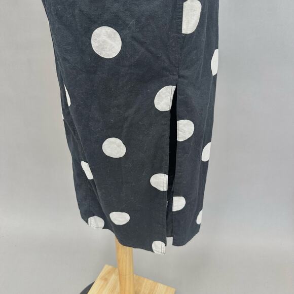 H&M Black Polka Dot Midi Dress Puff Sleeve Sweetheart Neckline Size XL - Picture 6 of 16